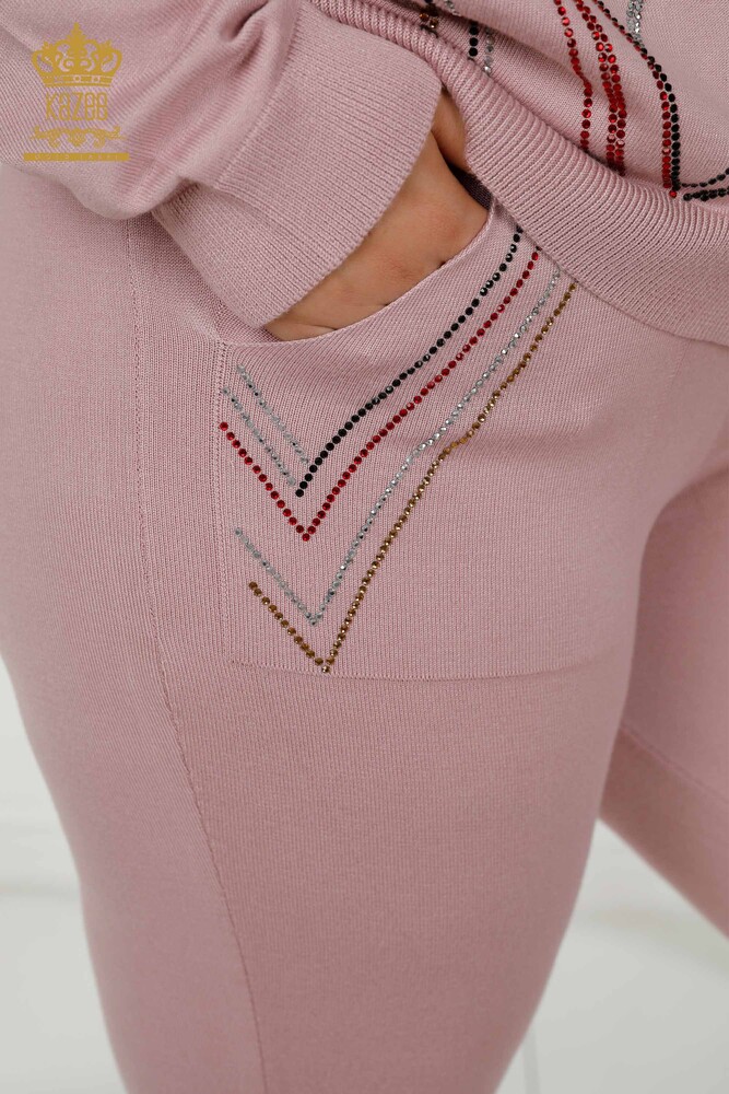 Hurtownia dresów damskich pudrowych zapinanych na zamek - 16676 | KAZEE - 7