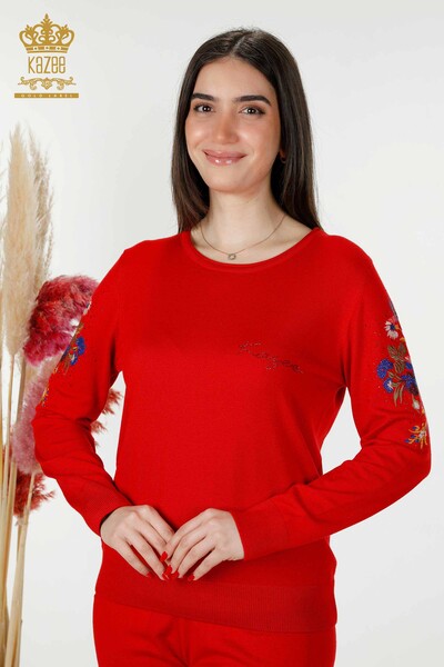 Hurtownia dresu damskiego w kolorze czerwonym z kolorowym wzorem - 16560 | KAZEE - Thumbnail