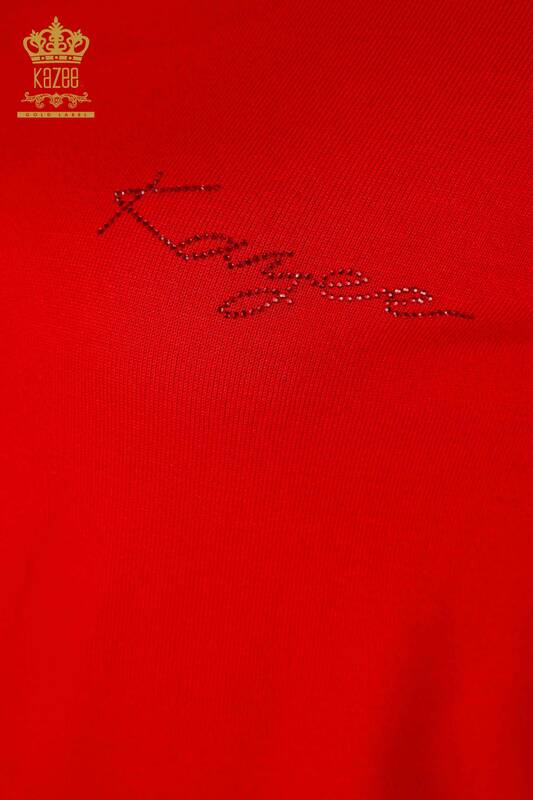 Hurtownia dresu damskiego w kolorze czerwonym z kolorowym wzorem - 16560 | KAZEE
