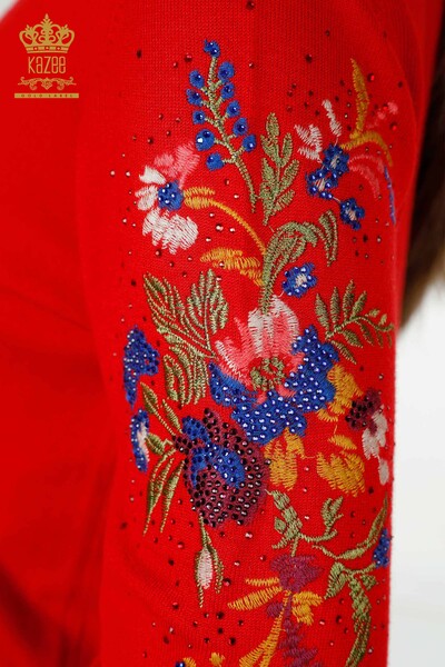 Hurtownia dresu damskiego w kolorze czerwonym z kolorowym wzorem - 16560 | KAZEE - Thumbnail