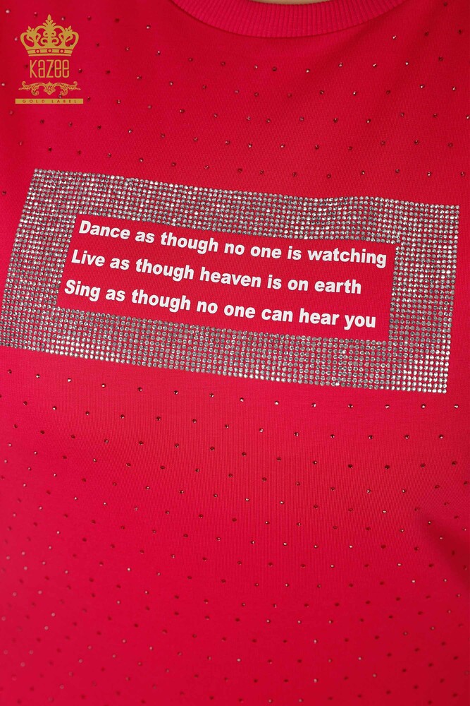 Hurtownia dresów damskich z krótkim rękawem w kolorze fuksji - 17389 | KAZEE - 4