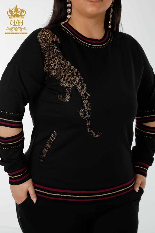 Hurtownia dresu damskiego w kolorze czarnym z wzorem tygrysa - 17380 | KAZEE