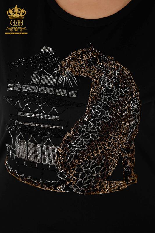 Hurtownia dresu damskiego w kolorze czarnym z wzorem tygrysa - 17399 | KAZEE