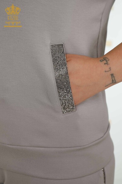 Hurtownia dresów damskich z kapturem szarych - 20392 | KAZEE - 7