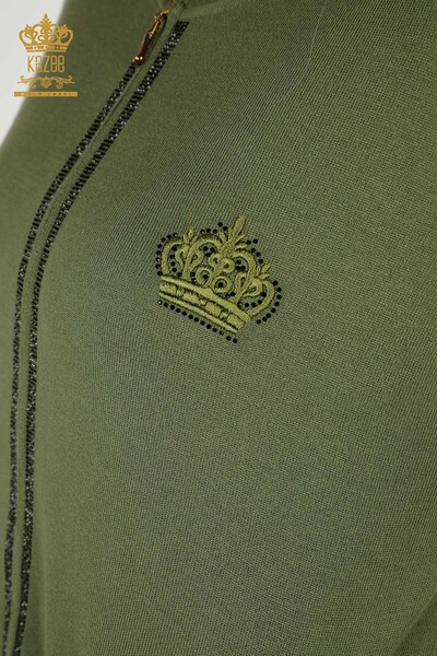 Hurtownia Dresów Damskich Zapinanych Na Zamek Khaki - 30638 | KAZEE - 5