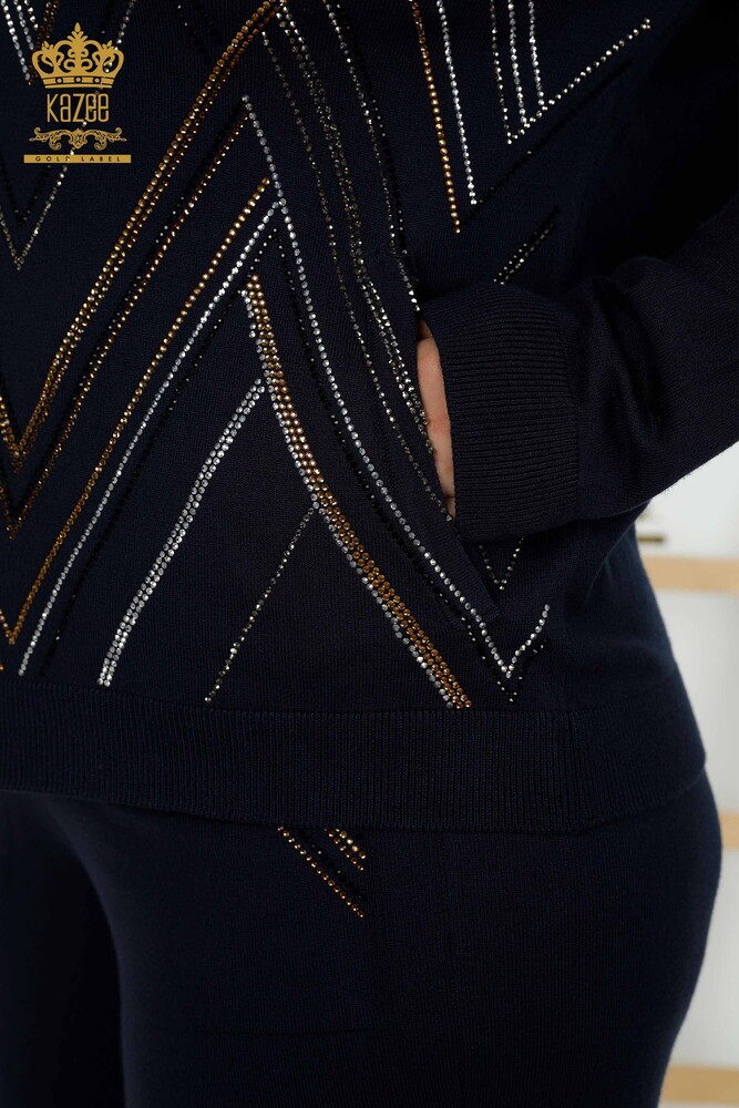 Hurtownia dresów damskich zapinanych na zamek granatowa - 16676 | KAZEE - 5