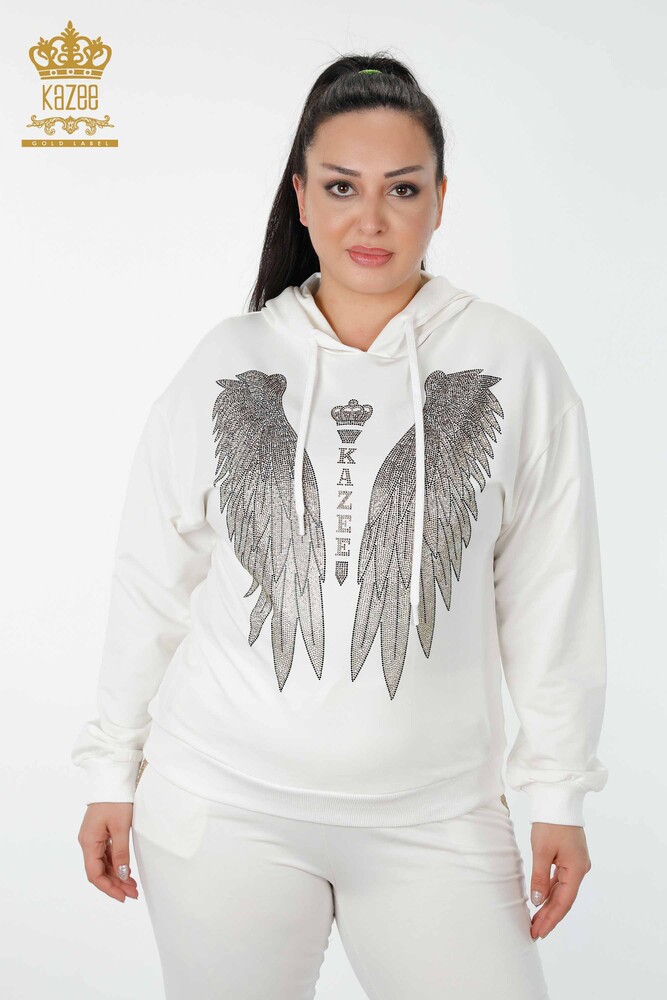 Hurtownia dresów damskich, wzorzyste Angel Wing ecru - 17481 | KAZEE - 2