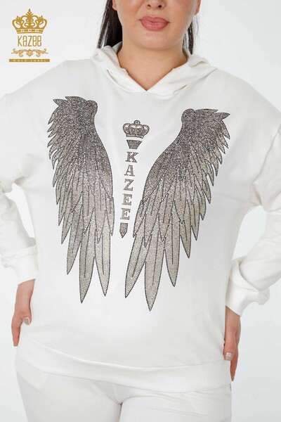 Hurtownia dresów damskich, wzorzyste Angel Wing ecru - 17481 | KAZEE - 3