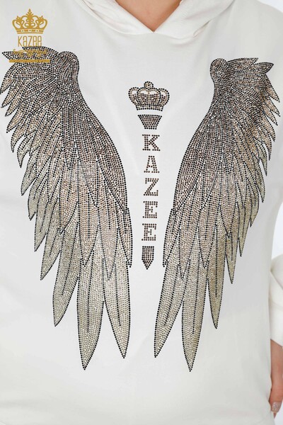 Hurtownia dresów damskich, wzorzyste Angel Wing ecru - 17481 | KAZEE - 4