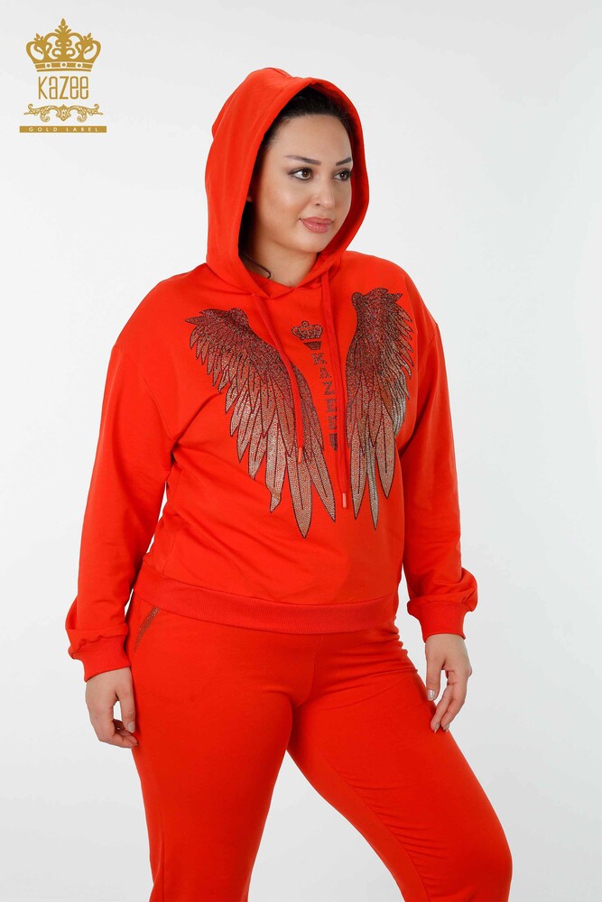 Hurtownia dresów damskich Angel Wing we wzorzyste pomarańcze - 17481 | KAZEE - 9