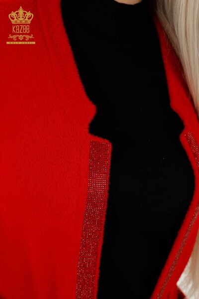 Hurtownia kamizelki damskiej z haftowanym sznurkiem w kolorze czerwonym - 30244 | KAZEE - Thumbnail