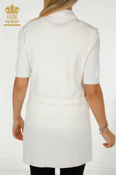 Hurtownia kamizelek damskich ze sznurkiem Ecru - 30410 | KAZEE - 6