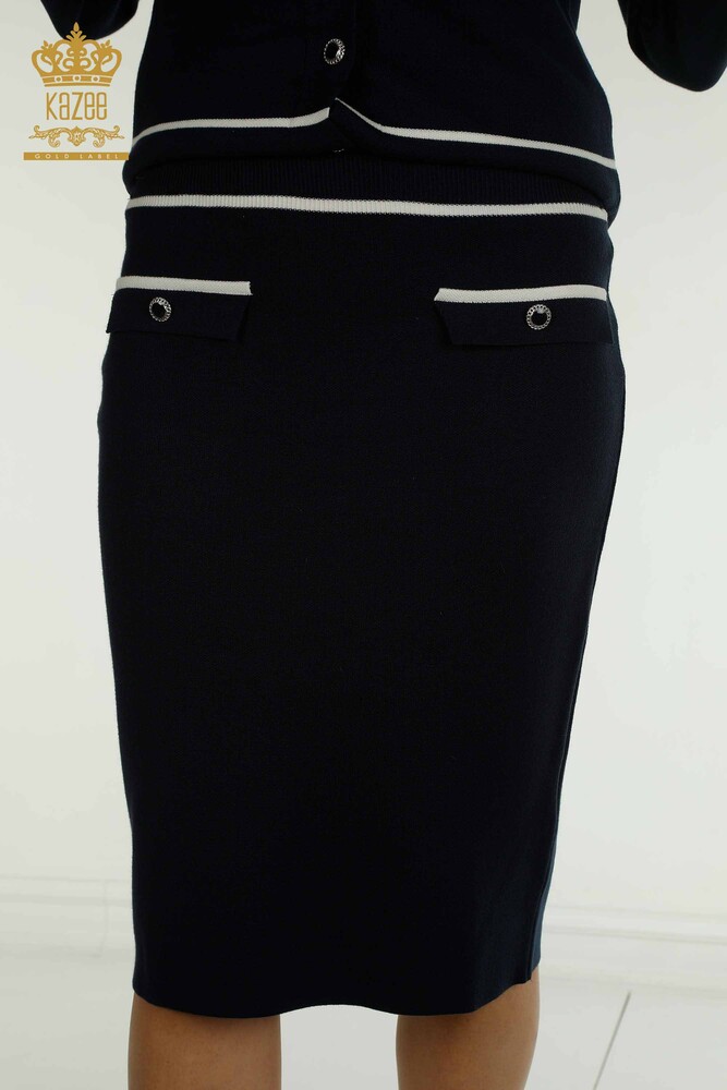 Hurtownia damskiego dwuczęściowego garnituru - Długi rękaw - Granatowy - 30867 | KAZEE - 7