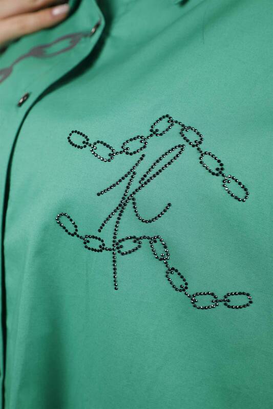 Hurtownia koszul damskich krótka z przodu długa z tyłu łańcuszek wzorzysta - 20078 | KAZEE