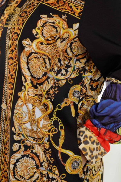 Hurtownia koszul damskich - Haftowana kamieniem - cyfrowa - 20357 | KAZEE - 4