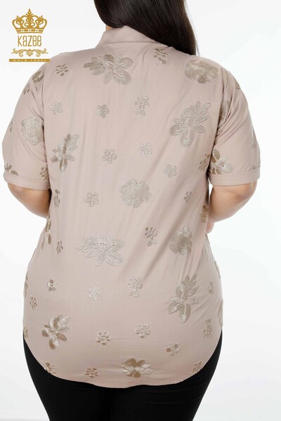 Hurtownia koszul damskich - Amerykański model - Kwiatowy haft - Koton - 20206 | KAZEE - Thumbnail