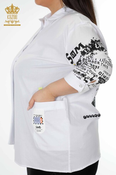 Hurtownia koszul damskich - Zapinana na pół - biała - 20096 | KAZEE - Thumbnail