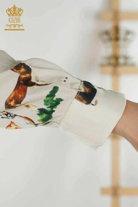 Hurtownia damska satynowej koszuli z figurką zwierzątka - 17102 | kazee