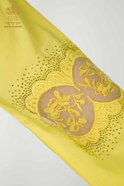 Hurtownia koszul damskich - Tiulowa szczegółowa - żółta - 20407 | KAZEE - Thumbnail