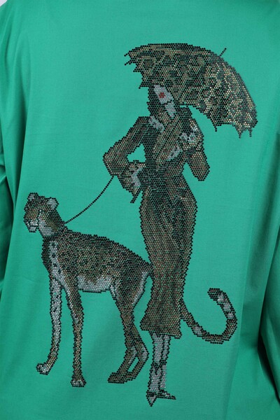 Hurtownia koszul damskich tygrysich damskich wzorzystych z haftowanym kamieniem - 20023 | KAZEE - Thumbnail
