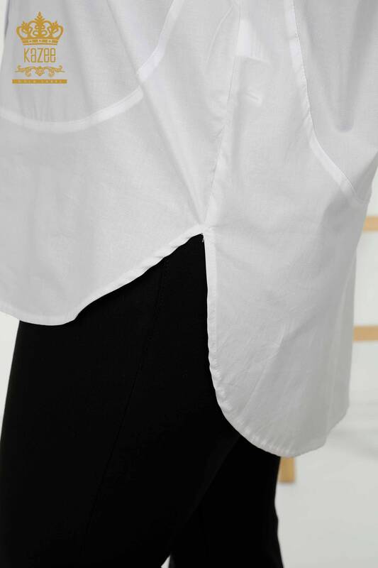 Hurtownia koszul damskich - Wzór panterki - biała - 20028 | KAZEE