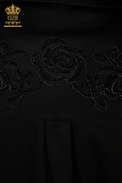 Hurtownia koszul damskich - Kwiatowy wzór - czarna - 20249 | KAZEE - Thumbnail