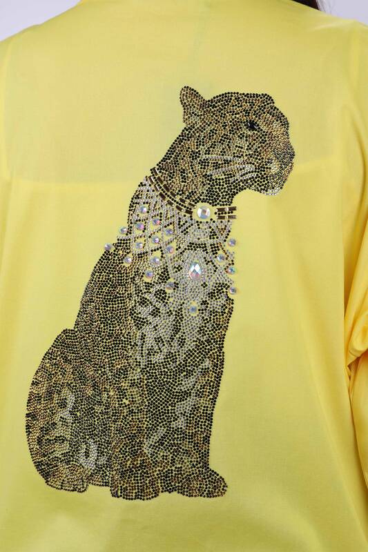 Hurtownia koszul damskich z motywem tygrysa z haftem w kamienie - 20019 | KAZEE