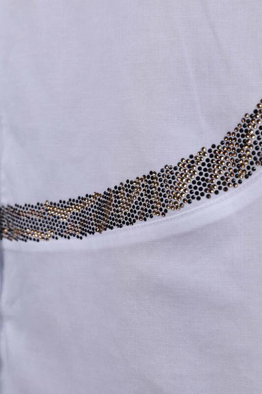 Hurtownia koszul damskich z haftowaną kamienną figurą tygrysa - 20040 | kazee