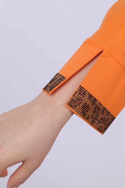 Hurtownia koszul damskich z haftowanym kamieniem i wzorem tygrysa - 17052 | kazee - Thumbnail