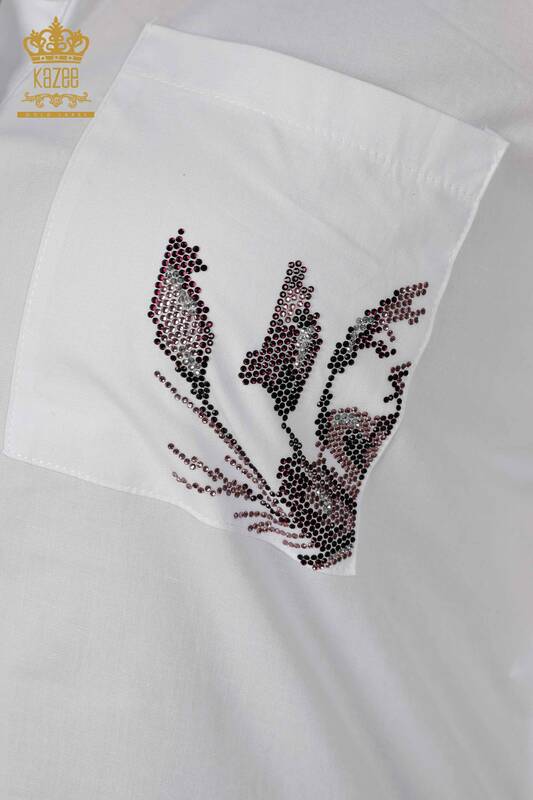 Hurtownia koszul damskich - zapinana na pół - biała - 20127 | KAZEE