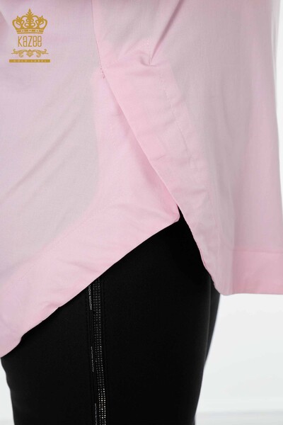 Hurtownia koszul damskich - Kieszeń szczegółowa - różowa - 20139 | KAZEE - Thumbnail