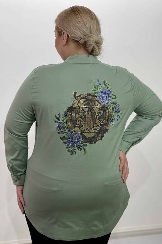 Hurtownia koszul damskich z kamiennym kwiatem i nadrukiem tygrysa - 20000 | kazee