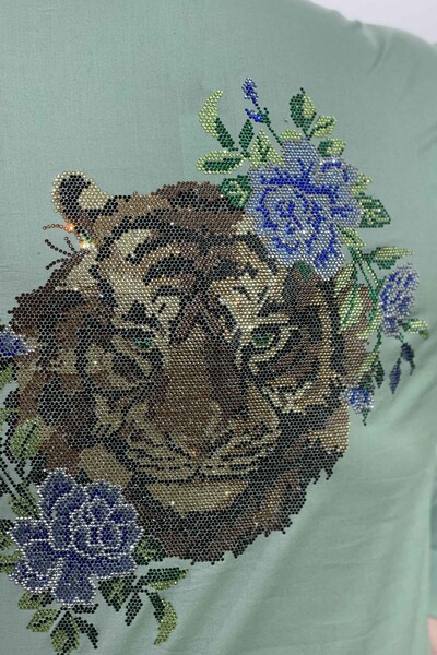 Hurtownia koszul damskich z kamiennym kwiatem i nadrukiem tygrysa - 20000 | kazee - Thumbnail