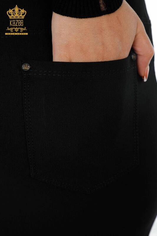 Hurtownia spódnic damskich z kryształowymi kamieniami, haftowaną kieszenią z wiskozy, szczegółowa - 4175 | KAZEE