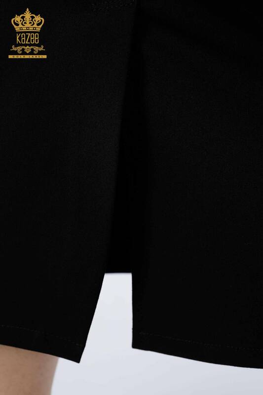 Hurtownia spódnicy damskiej w panterkę w paski z kamieniem haftowana czarna - 4209 | KAZEE