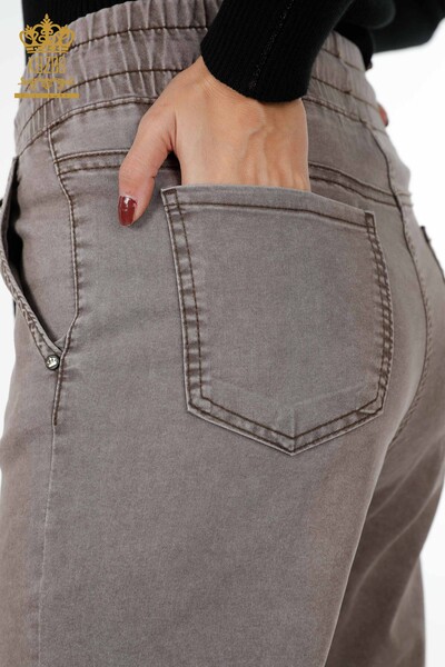 Hurtownia spodni damskich z tekstem, elastyczną talią i wiązaniem na sznurku - 3499 | KAZEE - Thumbnail