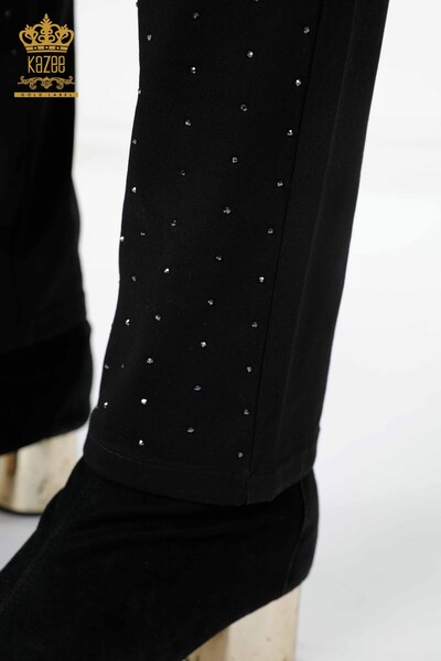 Hurtownia spodni damskich z haftowaną kieszenią w kamieniu Szczegółowa wiskoza - 3616 | KAZEE - Thumbnail