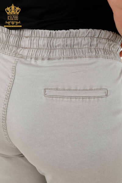 Hurtownia spodni damskich z kieszeniami Beżowe - 3673 | KAZEE - Thumbnail