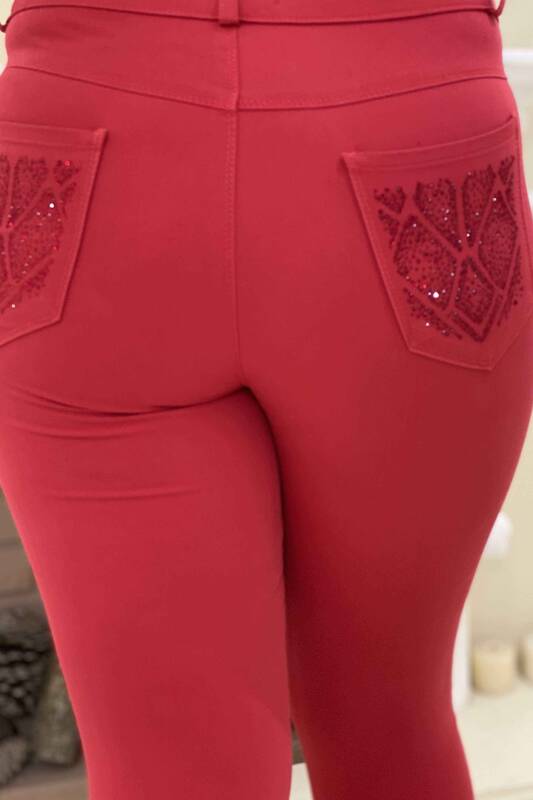 Hurtownia spodni damskich z haftem w kolorowe kamienie - 3283 | KAZEE