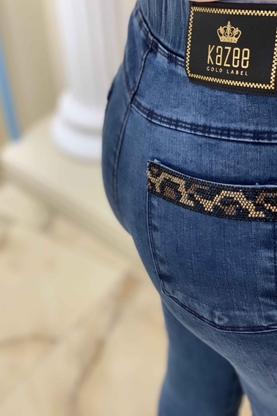 Hurtownia spodni damskich z kieszeniami w panterkę - 3239 | KAZEE - Thumbnail