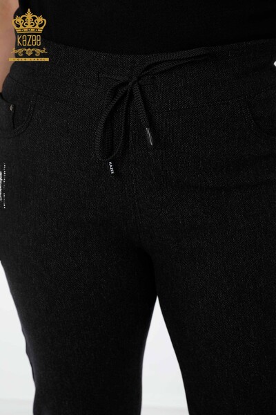 Hurtownia spodni damskich czarnych z gumką w pasie - 3650 | KAZEE - Thumbnail