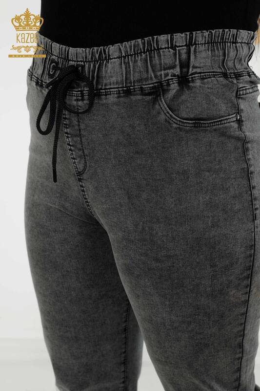 Hurtownia spodni damskich czarnych z gumką w pasie - 3699 | KAZEE