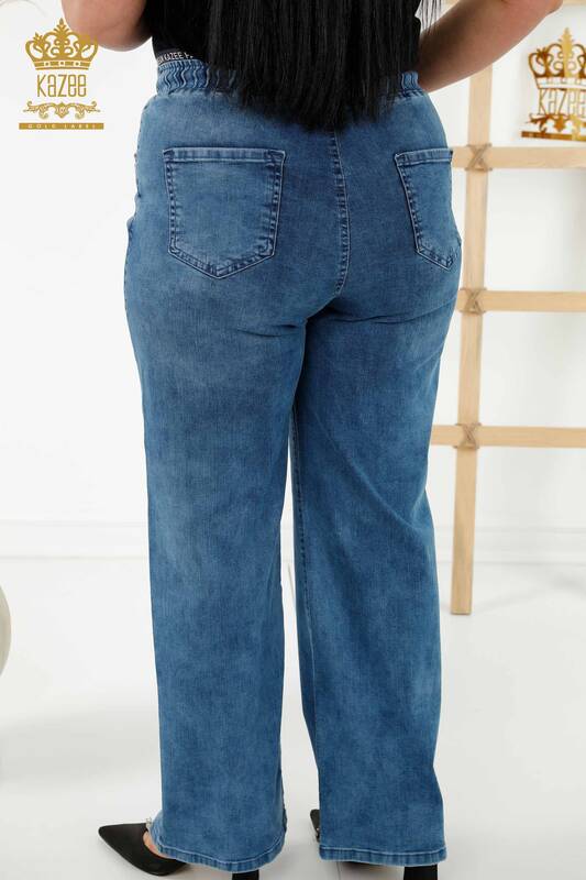Hurtownia spodni damskich niebieska z gumką - 3694 | KAZEE