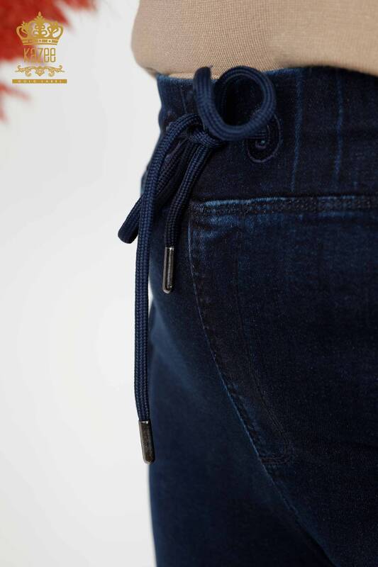 Hurtownia spodni damskich z gumką w pasie granatowa - 3654 | KAZEE
