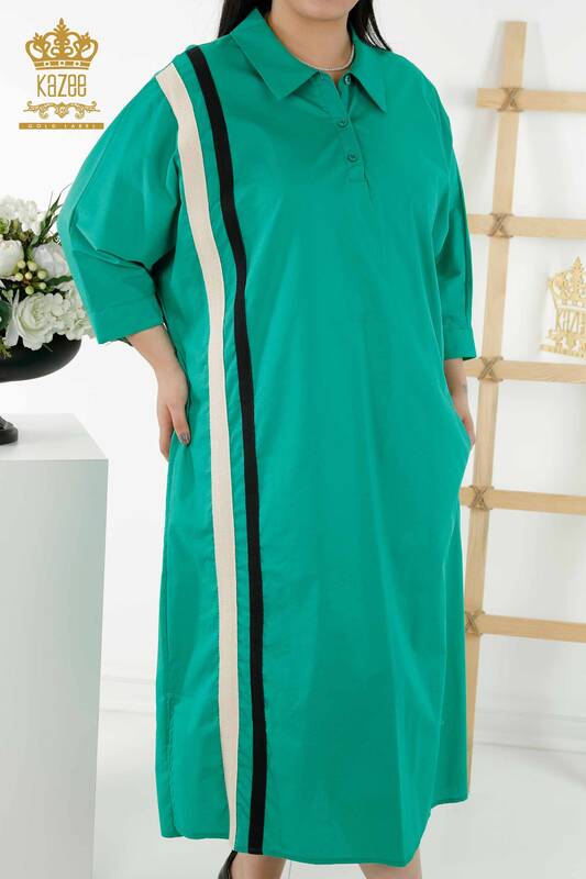 Hurtownia sukienek damskich w kolorowe paski zielone - 20380 | KAZEE