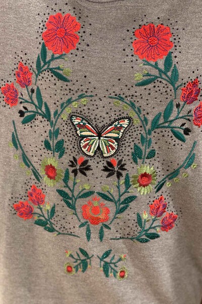 Hurtownia swetrów damskich z motywem kwiatowym i haftem z kamieniami - 16134 | KAZEE - Thumbnail