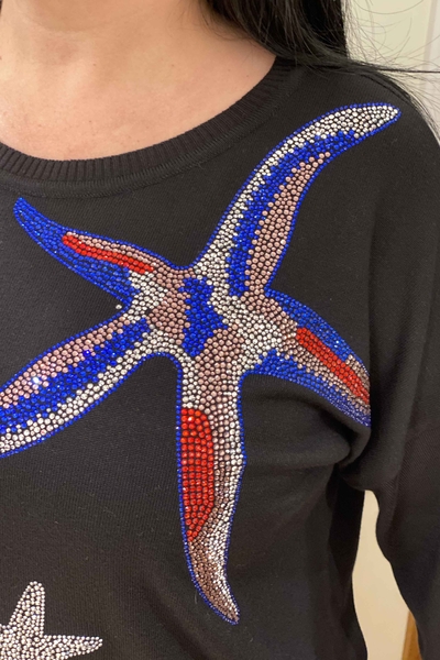 Hurtownia swetrów damskich z okrągłym dekoltem w kształcie gwiazdy - 16111 | KAZEE - Thumbnail