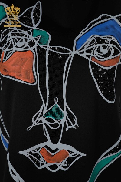 Hurtownia tuniki damskiej z okrągłym dekoltem w kolorze czarnym - 17365 | KAZEE - Thumbnail