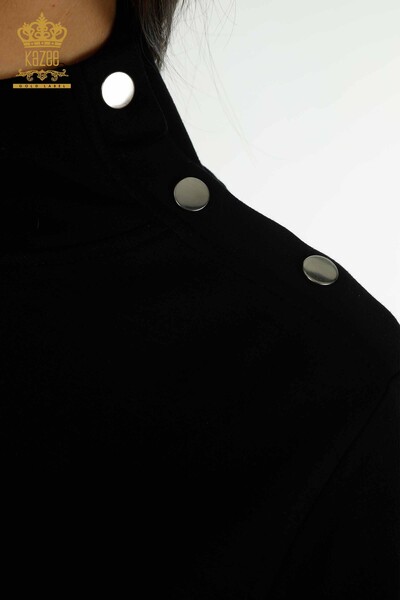 Hurtownia dresu damskiego w kolorze czarnym z kieszeniami z haftem w kamienie - 17563 | KAZEE - Thumbnail