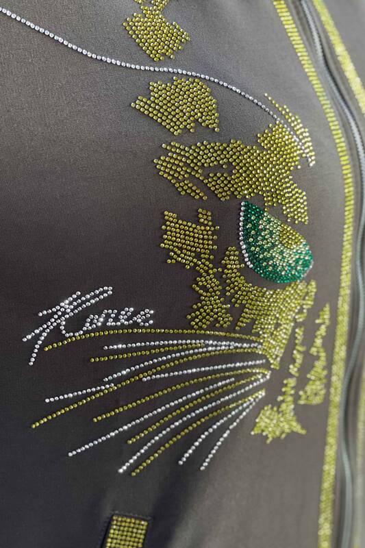 Hurtownia dresów damskich z haftowanym kamieniem w kształcie kota - 17235 | KAZEE